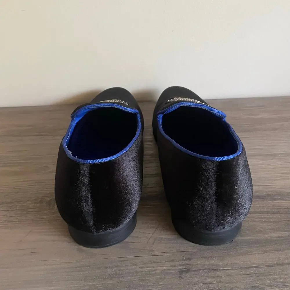 Steve Madden P-Flavio Crown Velvet Loafers Men’s 11 Black Blue Smoking Slipper